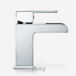 Ozone Square Waterfall Chrome Bathroom Tap Set Basin Mono & Bath Filler Mixer