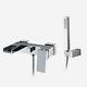 Ozone Waterfall Solid Brass Square Wall Mounted Chrome Bath Shower Mixer Tap