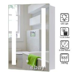 Single Door Bathroom Cabinet Touch Screen Medicine Cabinet LED Mirror Wall Mount