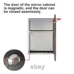 Single Door Bathroom Mirror Cabinet Storage Stainless Steel Cupboard 450 × 600mm