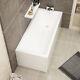 Single Ended Square Bathtub Straight Acrylic Gloss White Screen with Rail Modern