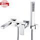 Wall Mounted Bath Shower Mixer Tap Modern Chrome with Handheld Square Shower