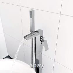 Waterfall Bathroom Freestanding Bath Shower Mixer Tap Square Chrome Lever Modern