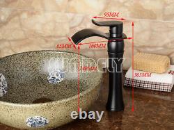 Waterfall Counter Top Basin Mixer Tap Bathroom Sink Tall Black faucet
